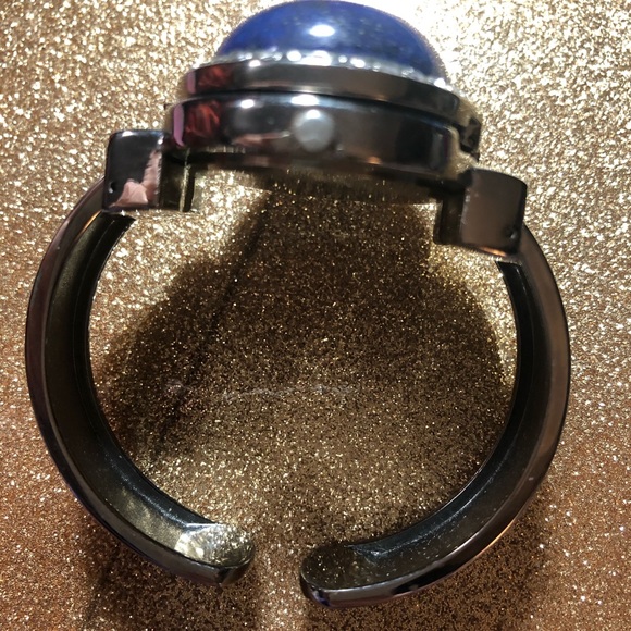 VINTAGE GENOA LAPIS LAZULI CZ WATCH BRACELET EUC - Picture 5 of 7